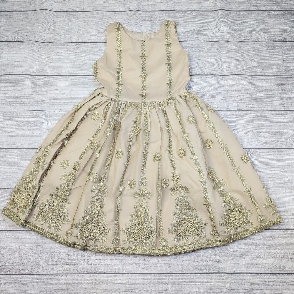 6 Chasing Fireflies Gold Beaded Dress